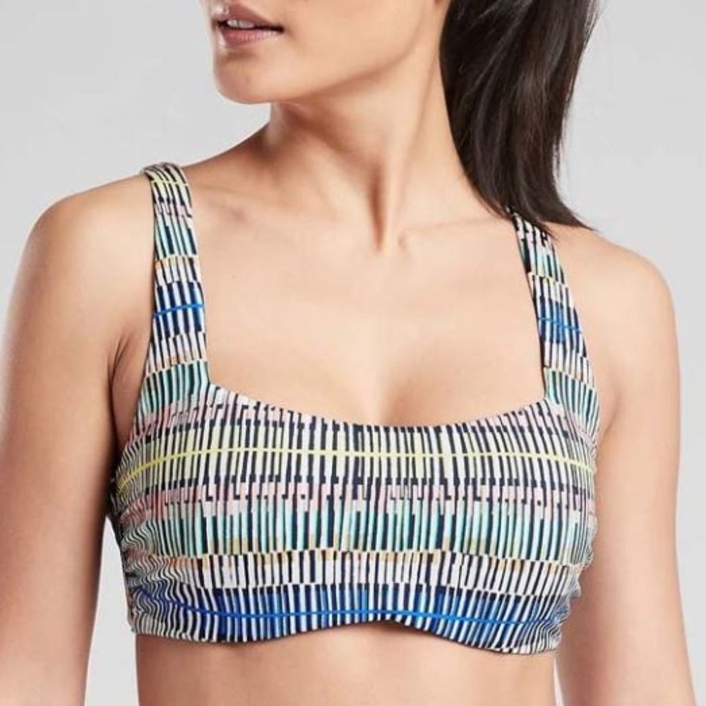 Athleta Blue & Pink Prismatic Bikini Top 34D